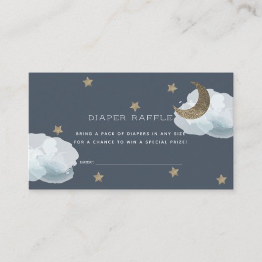 Moon Stars Clouds Baby shower Luier Raffle Ticket Informatiekaartje (Voorkant)