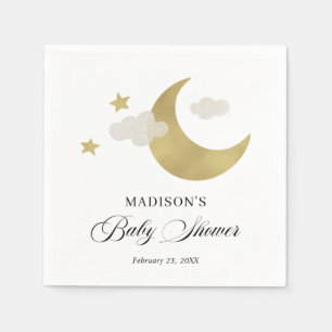 Moon Stars Clouds Fancy Script Baby shower Servet