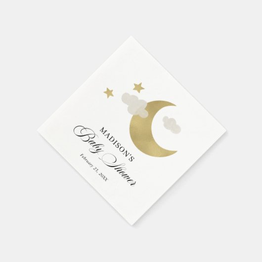 Moon Stars Clouds Fancy Script Baby shower Servet (Hoek)