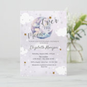 Moon Stars & Clouds Lavender Baby Shower  Kaart (Staand voorkant)