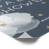 Moon Stars & Clouds Navy Blue Baby shower Welkom Poster (Hoek)