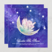 *~* MOON STARS CRYSTAL RSVP AR14 Website Wedding Kaart (Voorkant / Achterkant)