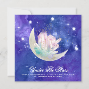 *~* MOON STARS CRYSTAL RSVP AR14 Website Wedding Kaart