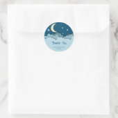 Moon & Stars Donkerblauw Dank u Baby shower Ronde Sticker (Tas)