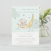 Moon & Stars Elephant Bunny Boy Baby shower Invite Bedankkaart (Staand voorkant)