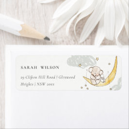 Moon Stars Elephant Bunny Gender Neutral Address Etiket