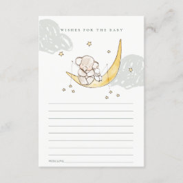 Moon & Stars Elephant Bunny Wishes for Baby shower Informatiekaartje