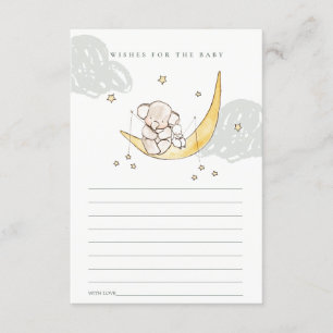Moon & Stars Elephant Bunny Wishes for Baby shower Informatiekaartje