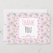 Moon, Stars en Clouds Patroon op Roze Hartelijk da Bedankkaart (Voorkant)