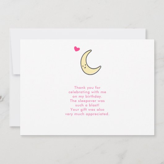 Moon, Stars en Clouds Patroon op Roze Hartelijk da Bedankkaart (Achterkant)