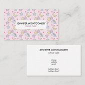 Moon, Stars en Clouds Patroon op Roze Visitekaartje (Voorkant / Achterkant)