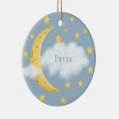 Moon Stars en Fluffy Cloud Blue Baby Keepslag Keramisch Ornament (Rechts)