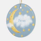 Moon Stars en Fluffy Cloud Blue Baby Keepslag Keramisch Ornament (Links)