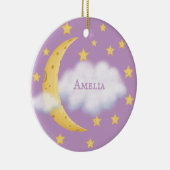 Moon Stars en Fluffy Cloud Lila Baby Keepslag Keramisch Ornament (Rechts)