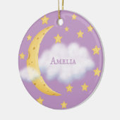 Moon Stars en Fluffy Cloud Lila Baby Keepslag Keramisch Ornament (Links)