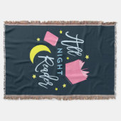 Moon Stars en Roze Boeken Al Nachtlezer Deken (Voorkant)