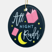 Moon Stars en Roze Boeken Al Nachtlezer Keramisch Ornament (Links)
