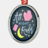 Moon Stars en Roze Boeken Al Nachtlezer Metalen Ornament (Links)