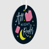 Moon Stars en Roze Boeken Al Nachtlezer Ornament (voorkant)