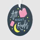 Moon Stars en Roze Boeken Al Nachtlezer Ornament (voorkant)