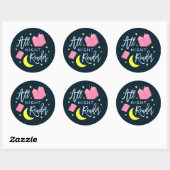 Moon Stars en Roze Boeken Al Nachtlezer Ronde Sticker (Vel)