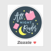 Moon Stars en Roze Boeken Al Nachtlezer Sticker (Vel)