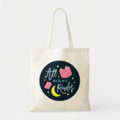 Moon Stars en Roze Boeken Al Nachtlezer Tote Bag (Voorkant)