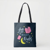 Moon Stars en Roze Boeken Al Nachtlezer Tote Bag (Voorkant)
