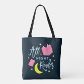 Moon Stars en Roze Boeken Al Nachtlezer Tote Bag (Achterkant)