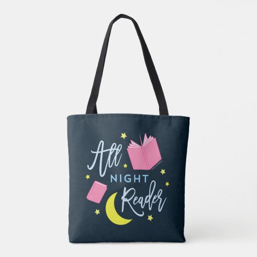 Moon Stars en Roze Boeken Al Nachtlezer Tote Bag (Achterkant)