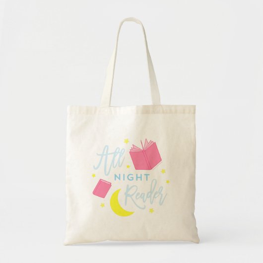Moon Stars en Roze Boeken Al Nachtlezer Tote Bag (Voorkant)