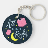 Moon Stars en Roze Boeken Alle Nachtlezingen Sleutelhanger (Achterkant)