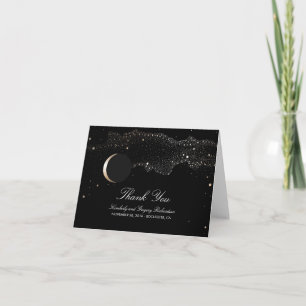 Moon Stars Enchanted Night Black Wedding Hartelijk Bedankkaart