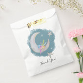 Moon Stars Flowers Blauwgroen Blauw Dank u Baby sh Bedankzakje (Gezegeld)