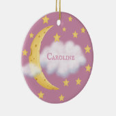Moon Stars & Fluffy Cloud Roos Baby Keepslag Keramisch Ornament (Rechts)