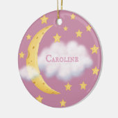 Moon Stars & Fluffy Cloud Roos Baby Keepslag Keramisch Ornament (Links)