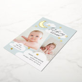 Moon Stars Foto Collage Blue Birth Aankondiging (Gedraaid)