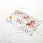 Moon Stars Foto Collage Multi Birth Announding Folie Uitnodiging (Gedraaid)