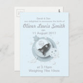 Moon & Stars Geboorteaankondiging Briefkaart (Voorkant / Achterkant)