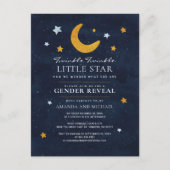 Moon Stars Gender onthult Couple Navy Blue Uitnodiging Briefkaart (Voorkant)