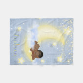 Moon Stars gepersonaliseerde Afro-Amerikaanse Baby Fleece Deken (Voorkant (Horizontaal))