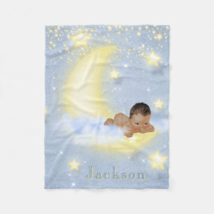 Moon Stars Gepersonaliseerde Etnische Baby Jongen  Fleece Deken