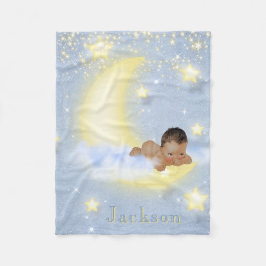 Moon Stars Gepersonaliseerde Etnische Baby Jongen  Fleece Deken (Voorkant)