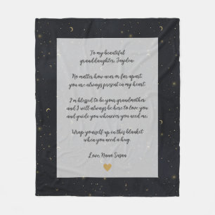 Moon Stars Gold Custom Quote kleindochter Fleece Deken