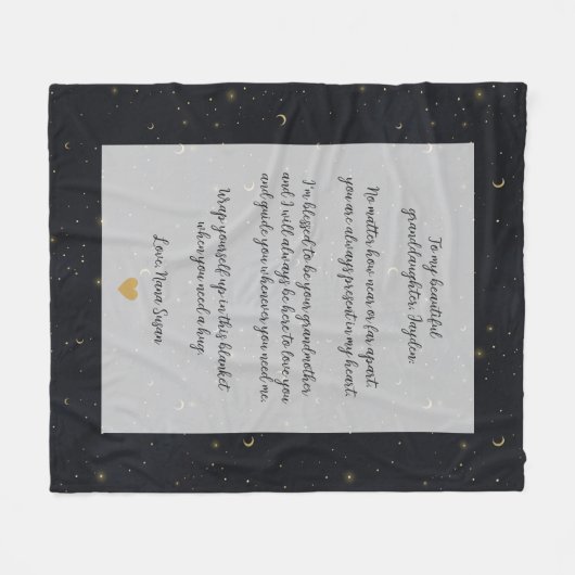 Moon Stars Gold Custom Quote kleindochter Fleece Deken (Voorkant (Horizontaal))