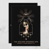 *~* Moon Stars Golden Goddess Zee Bathing Urn 5x7 Bedankkaart (Voorkant / Achterkant)