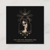 *~* Moon Stars Golden Goddess Zee Bathing Urn Spa Vierkante Visitekaartje (Voorkant)