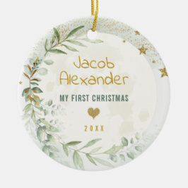 Moon & Stars Greenery Gold Baby, 1 kerst Keramisch Ornament
