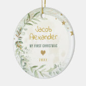 Moon & Stars Greenery Gold Baby, 1 kerst Keramisch Ornament (Links)