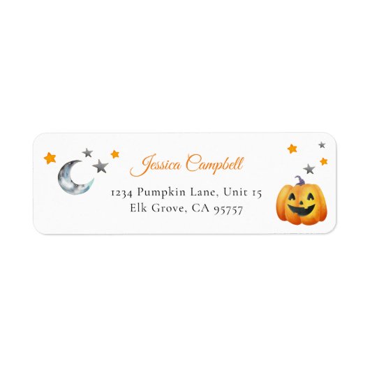Moon Stars Halloween pompoen retour adres label (Voorkant)
